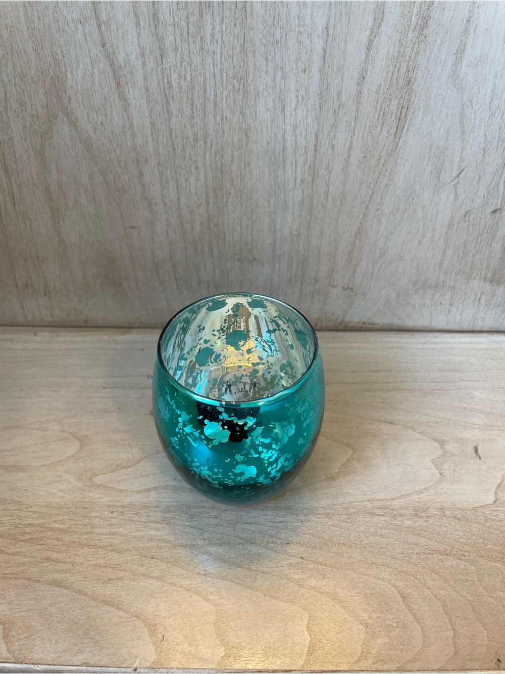 Pier 1 Teal Mercury Glass Votive Holder